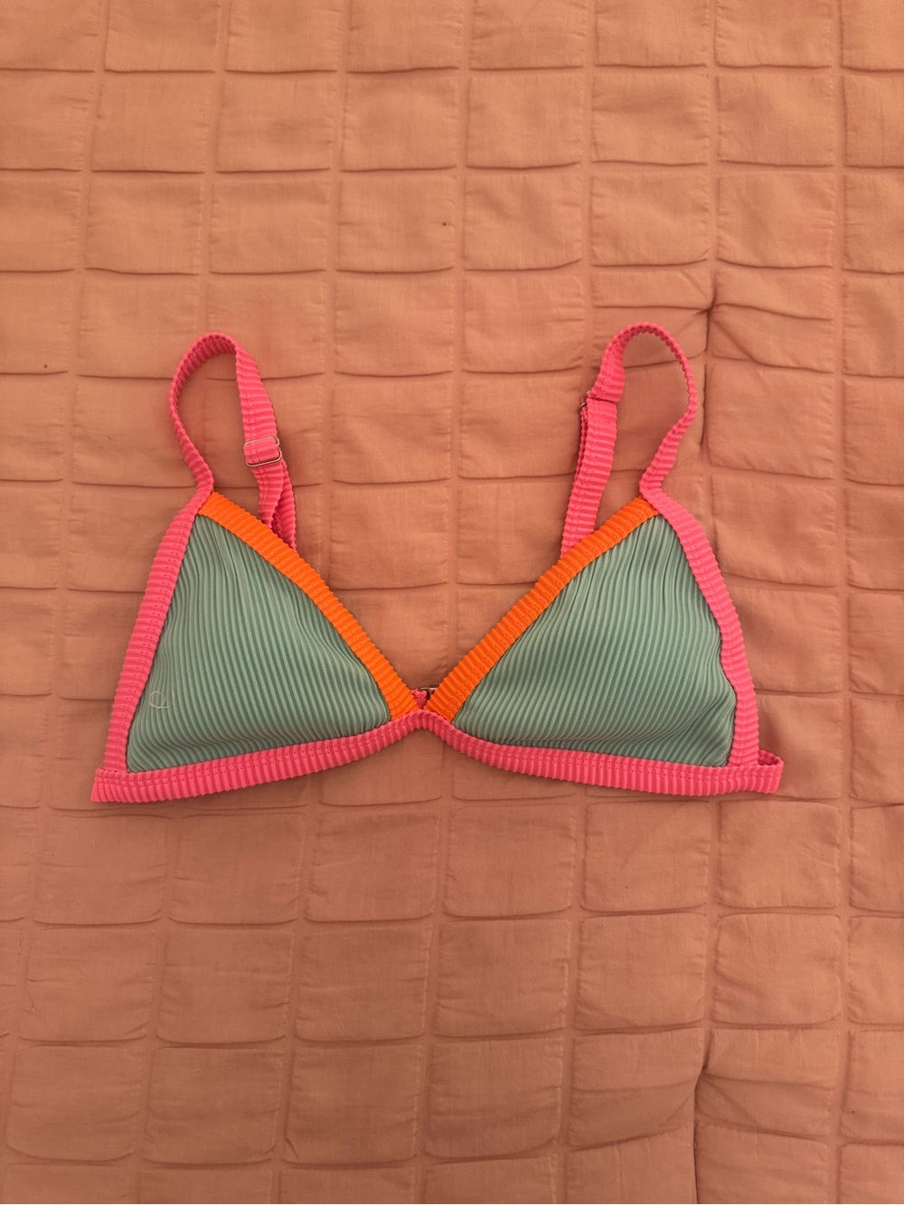 Women’s Colorblock Triangle Swim Top in Pink and Green